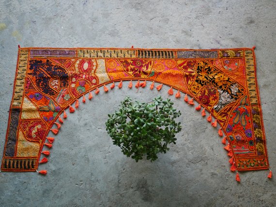 Indian Wedding Decoration Door Toran Gate Valance 46 X 42 inches, Bohemian Window store Hanging, Patchwork Embroidered Door Toran Pelmet Valance