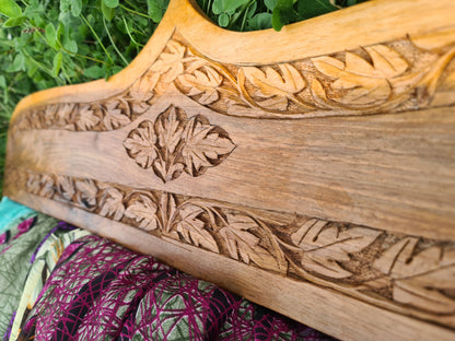 Kashmiri door - curtain walnut wood door topper - hand carved wood art - above bed wall decor