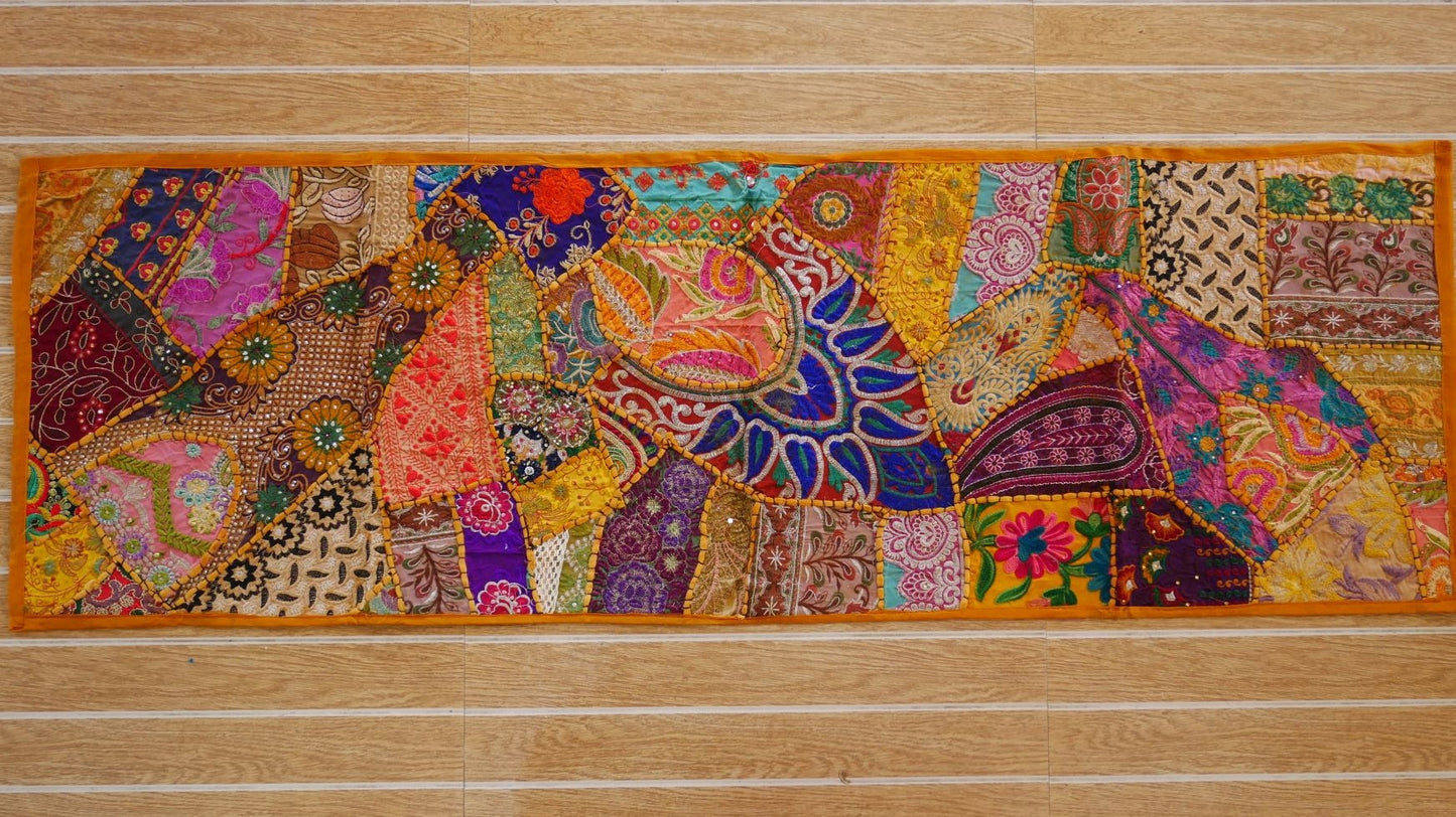 Masala - Table runner wall decor - Saree patchwork boho tapestry