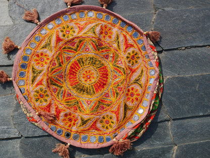 Round floor cushion - meditation cushion - Indian floor seating and hippie decor COVER ONLY