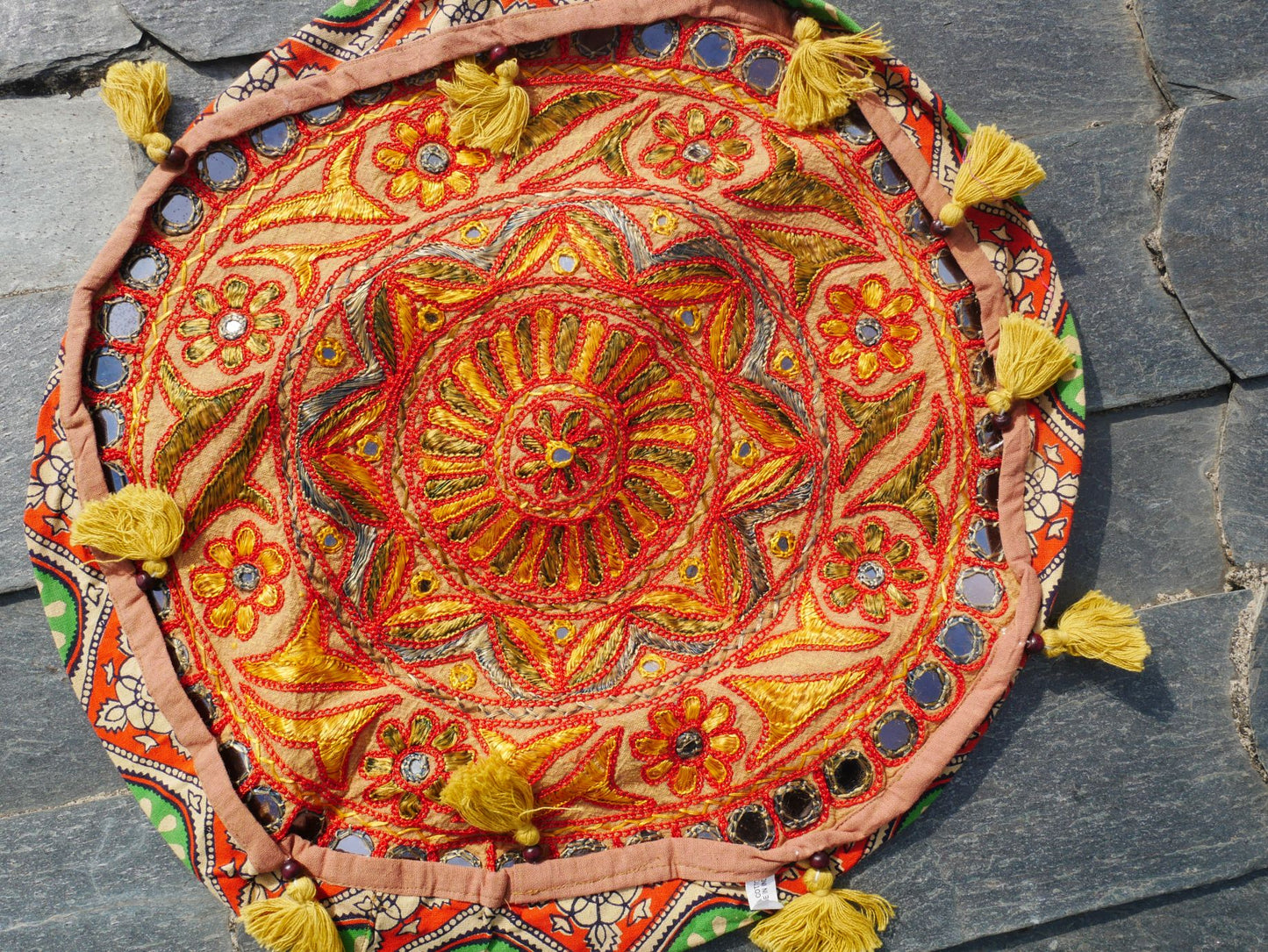 Round floor cushion - meditation cushion - Indian floor seating and hippie decor COVER ONLY