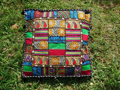 24" floor pillow, bohemian patchwork floor cushion cover | Indian meditation cushion