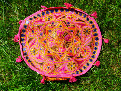 Round meditation cushion cover -boho floor cushion - bohemian decorative throw pillow COVER