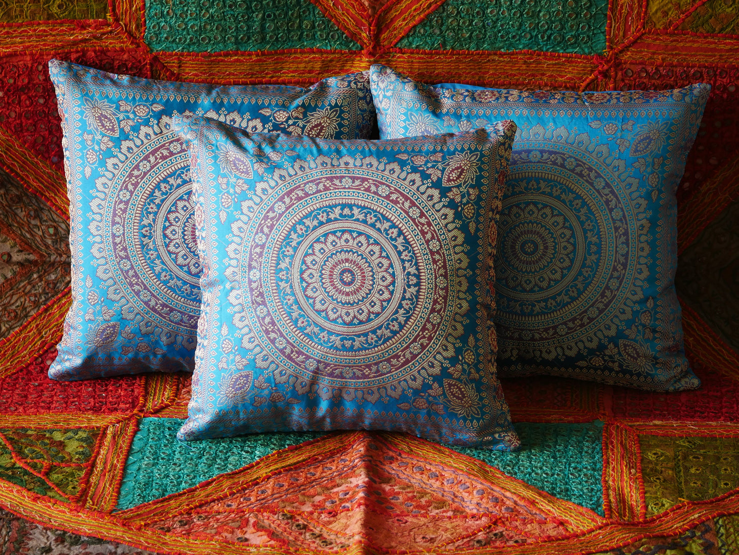 Mandala throw pillow cover- Indian brocate boho style pillow