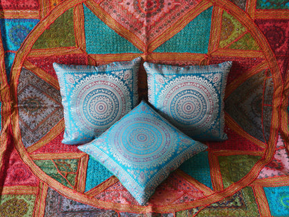 Mandala throw pillow cover- Indian brocate boho style pillow