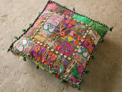 Large floor pillow "Boho Jungle" bohemian floor cushion cover | Indian meditation cushion