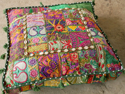 Large floor pillow "Boho Jungle" bohemian floor cushion cover | Indian meditation cushion