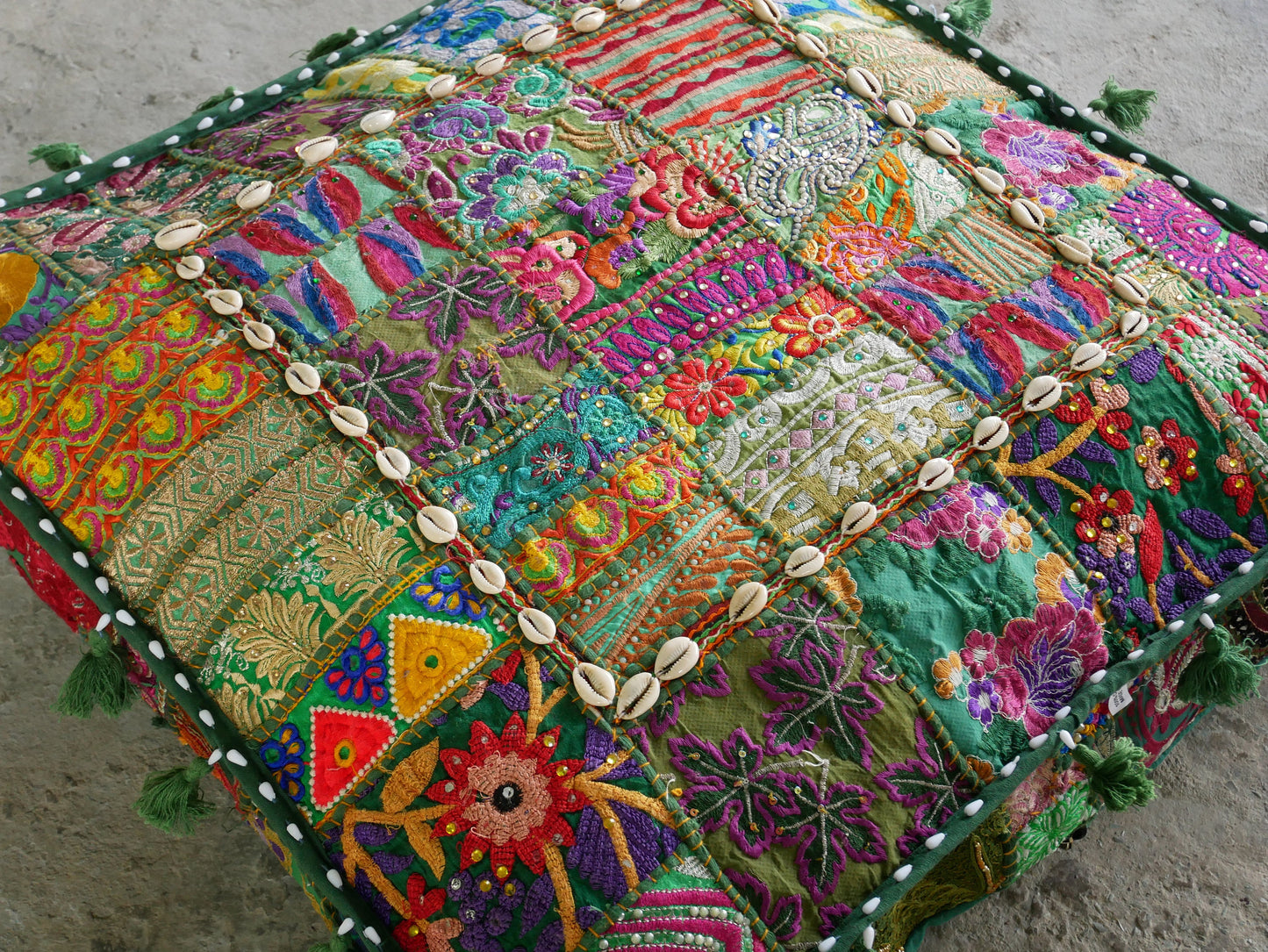 Large floor pillow "Boho Jungle" bohemian floor cushion cover | Indian meditation cushion