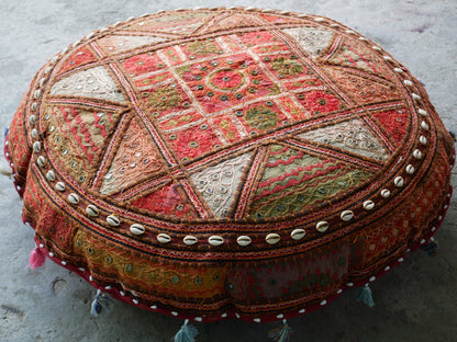 Round floor cushion "Bohemian Masala" round meditation cushion - Indian floor seating
