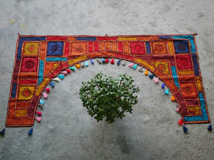 Indian Toran XXL window valance | boho curtain - bohemian wall tapestry | colorful window decor from the Thar desert