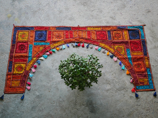 Indian Toran XXL Fenstervolant | Boho-Vorhang - böhmischer Wandteppich | bunte Fensterdekoration aus der Thar-Wüste