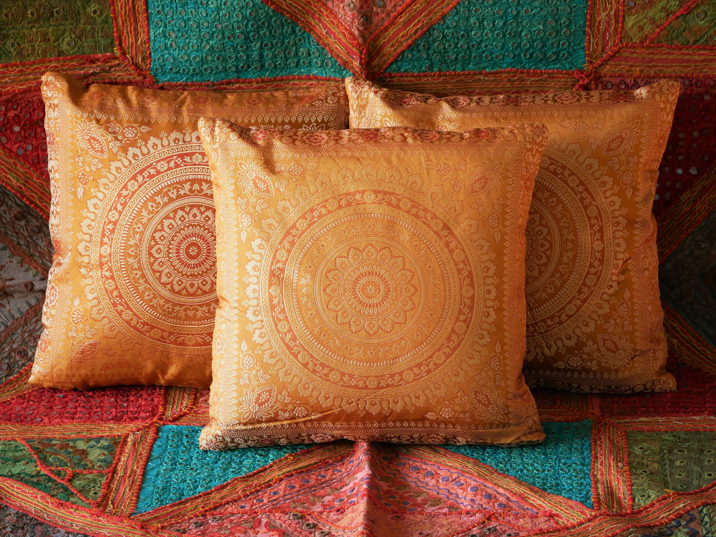 Mandala throw pillow cover- Indian brocate boho style pillow