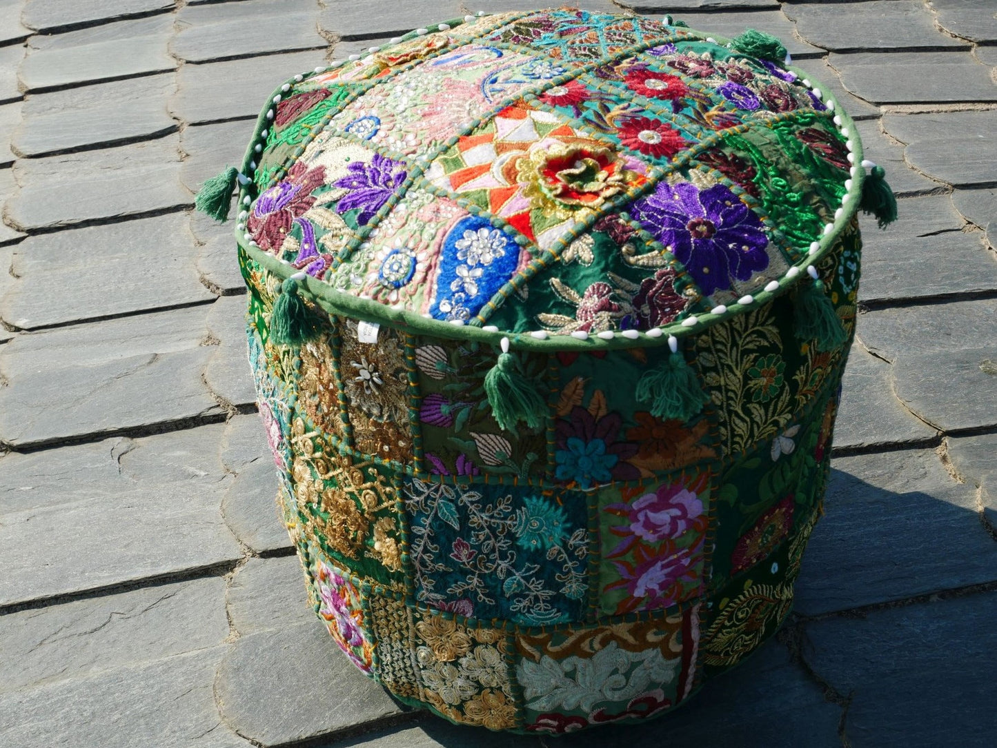 Mehlpouf "Boho Jungle" Mehlkissenbezug handgefertigt - indische Bodensitzmöbel