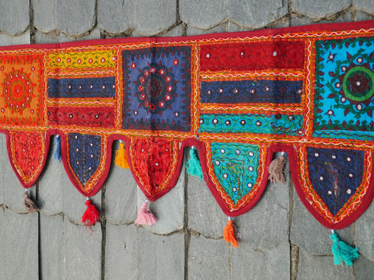 Colorful Toran - Indian door hanging - Boho window valance multicolor