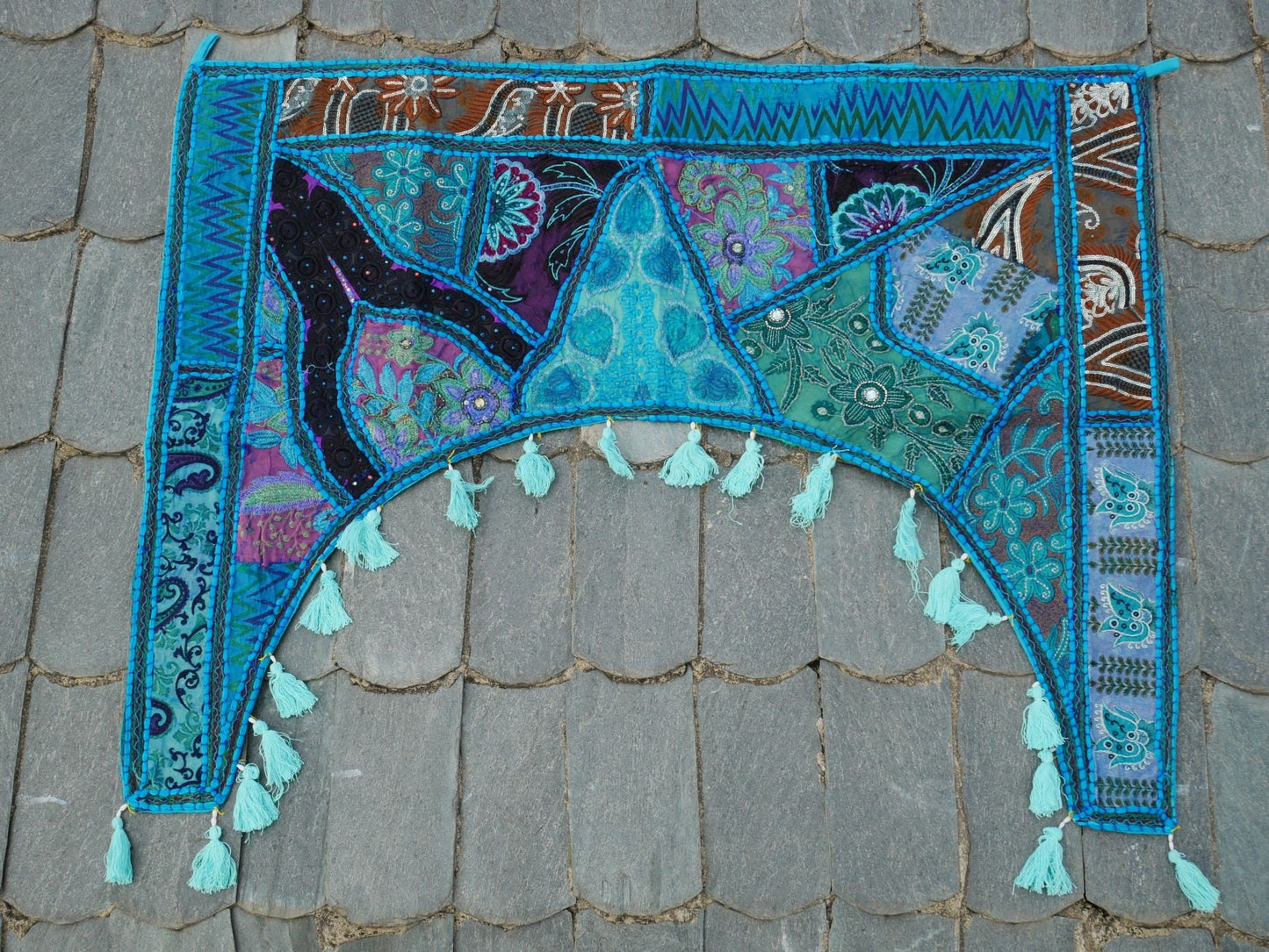 Indischer Türbehang - Toran - blauer Wandteppich für böhmische Wanddekoration und Hippie-Häuser