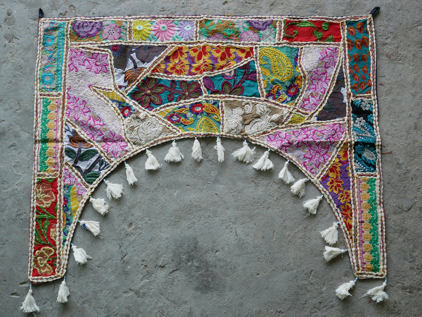 Door Toran - Indian toran, patchwork saree, handmade door valence, window decor