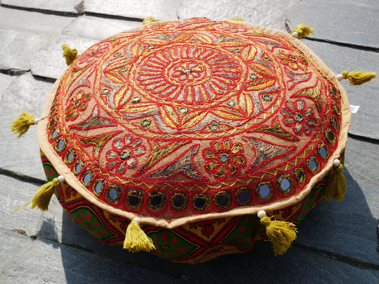 Round floor cushion - meditation cushion - Indian floor seating and hippie decor COVER ONLY