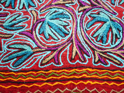 Kashmiri Namda rug 6x4 hand felted and emrboidered wool rug
