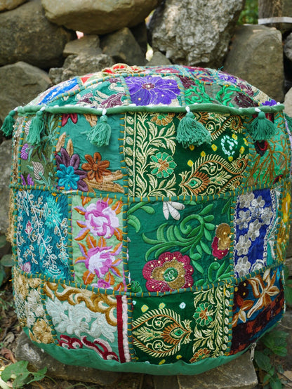 Mehlpouf "Boho Jungle" Mehlkissenbezug handgefertigt - indische Bodensitzmöbel