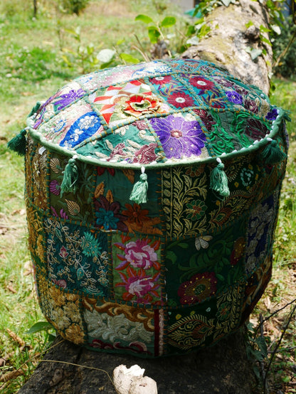 Mehlpouf "Boho Jungle" Mehlkissenbezug handgefertigt - indische Bodensitzmöbel