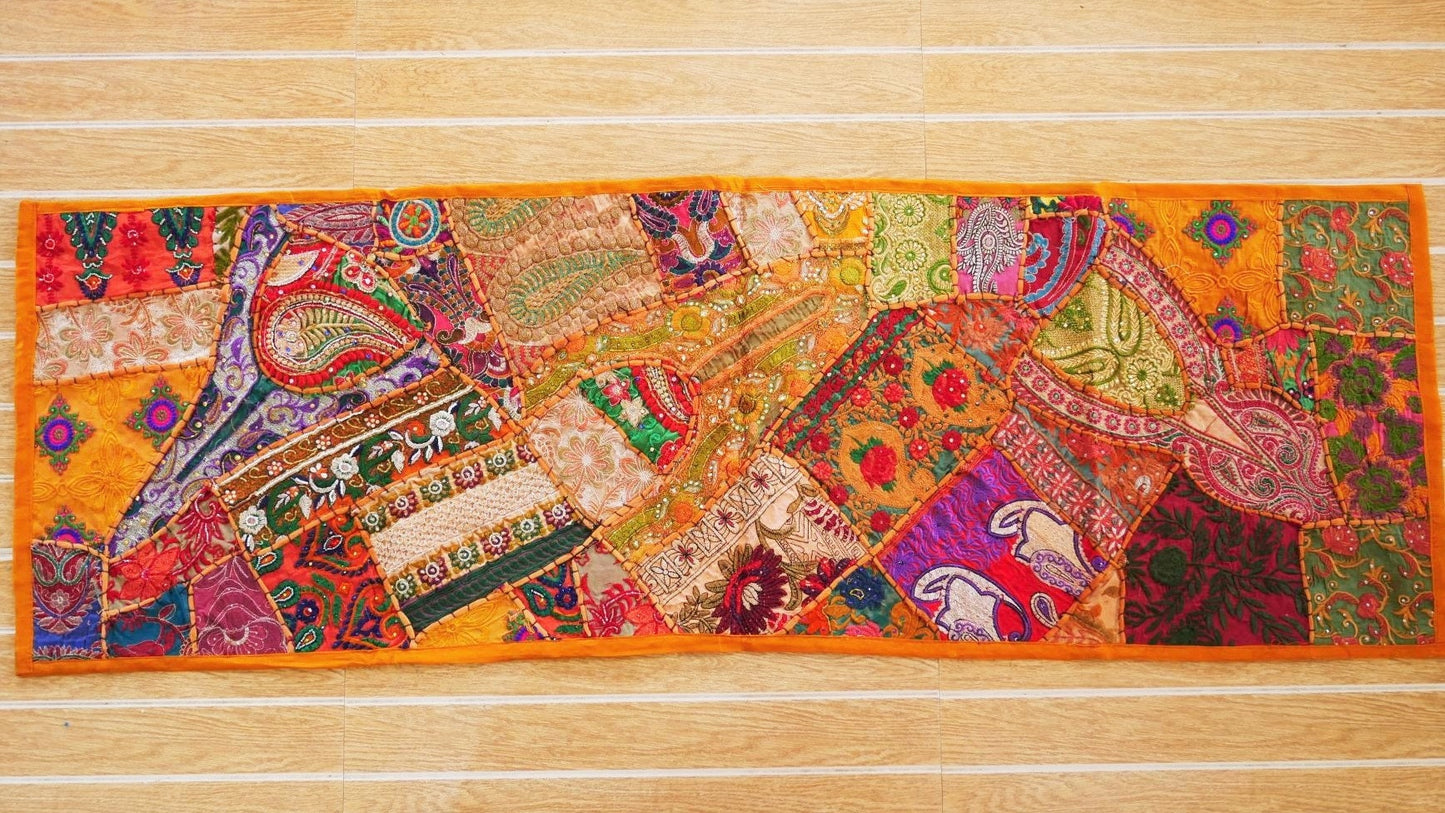 Masala - Table runner wall decor - Saree patchwork boho tapestry