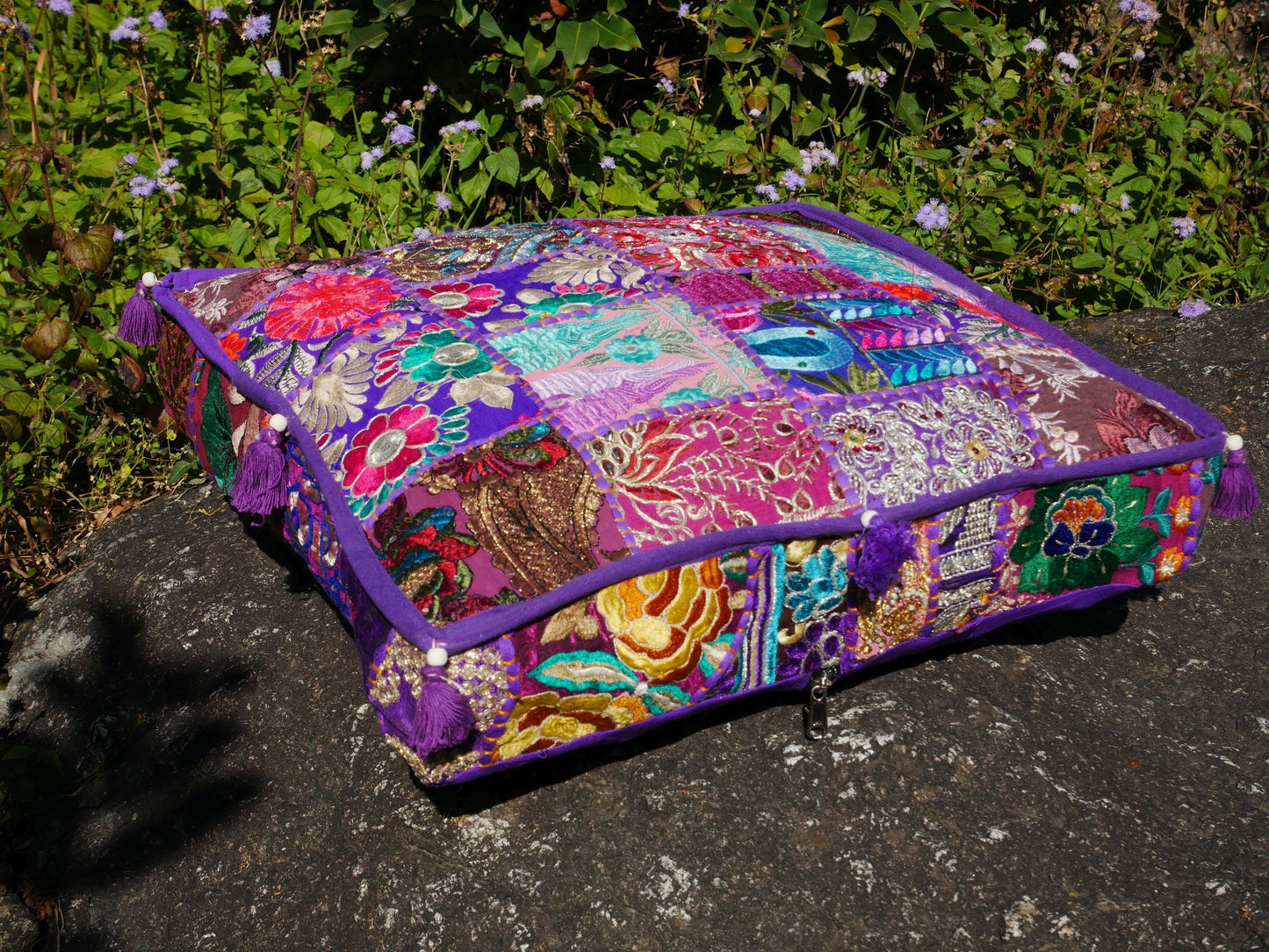 Purple meditation cushion - floor pillow cover | Floor cushion cover for bohemian floor seating or as decorative throw pillow