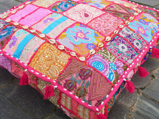 Bodenkissenbezug "Boho Princess" Indische Bodensitzgruppe - Patchwork-Bodenhocker