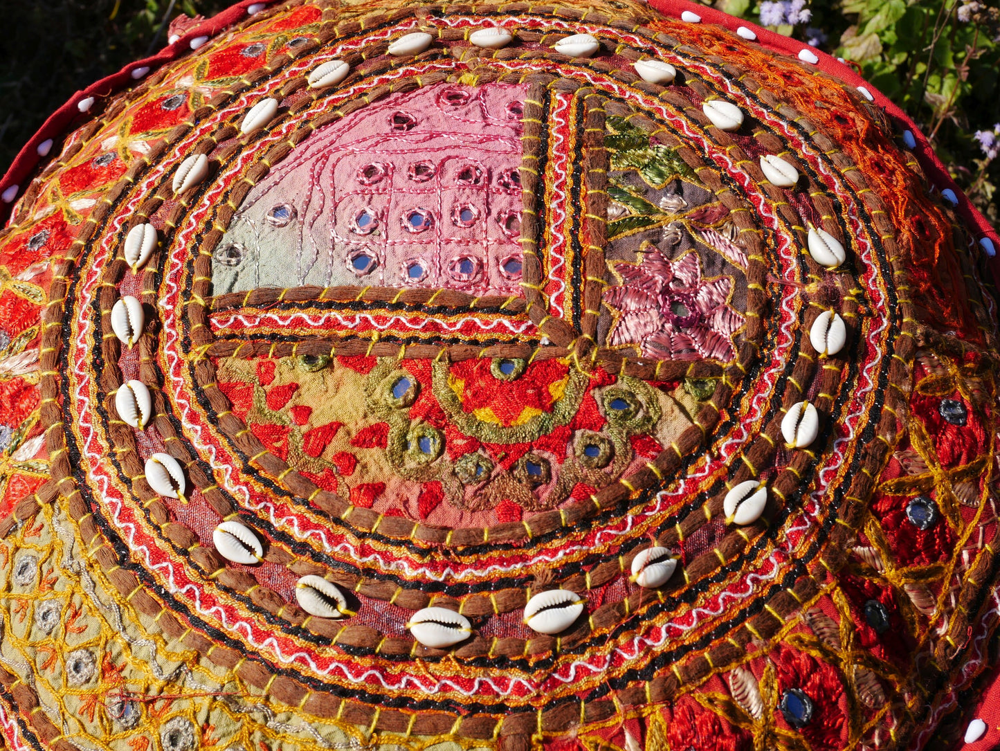 Indische Sitzgelegenheiten auf dem Boden – Bezug für Bodenhocker | Bodenkissenbezug – Pouf Ottoman | böhmisches Bodenkissen – Boho-Hippie-Dekor | nur abdecken