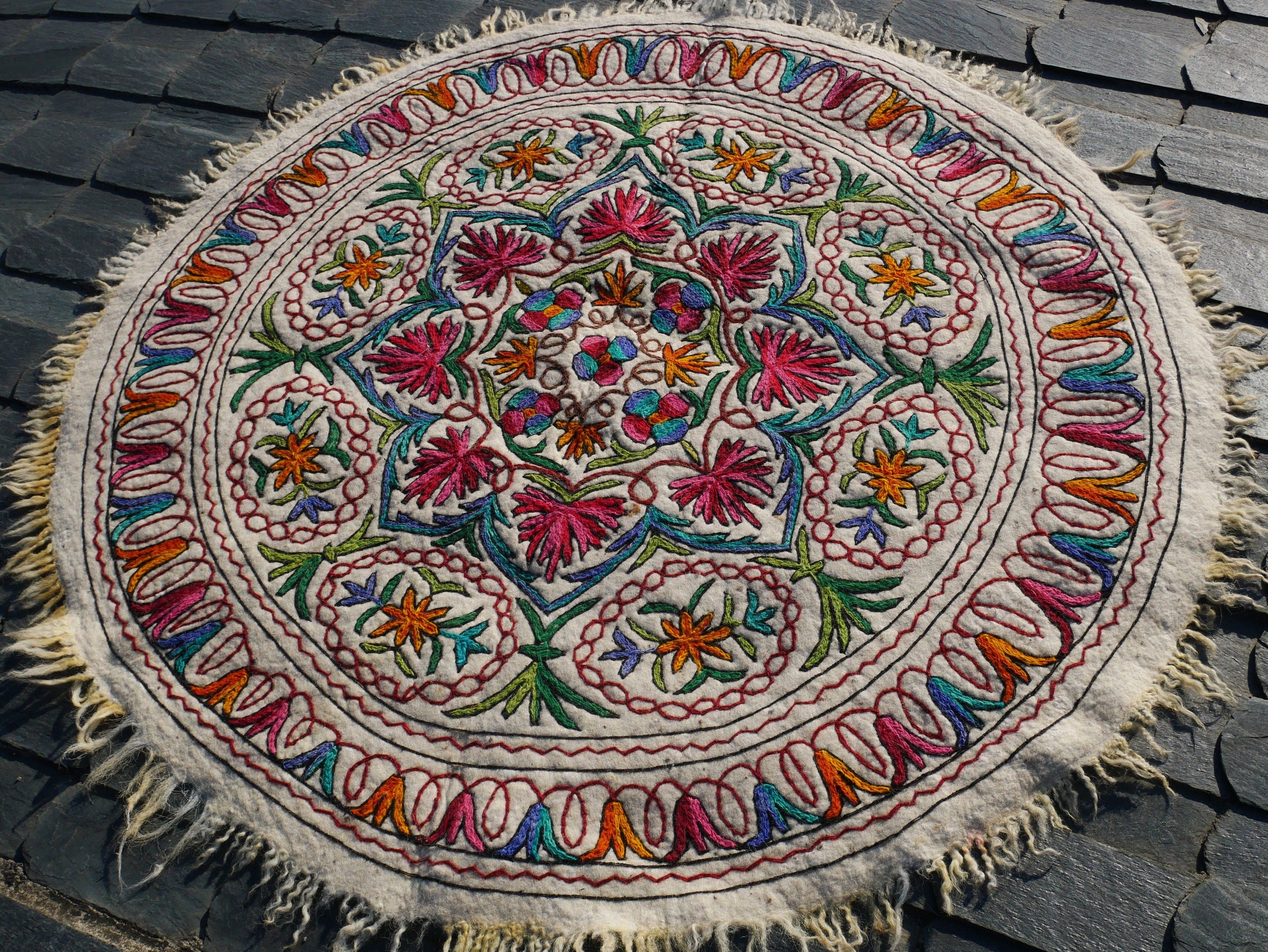 Newest Small wool rug Kashmir kashida work