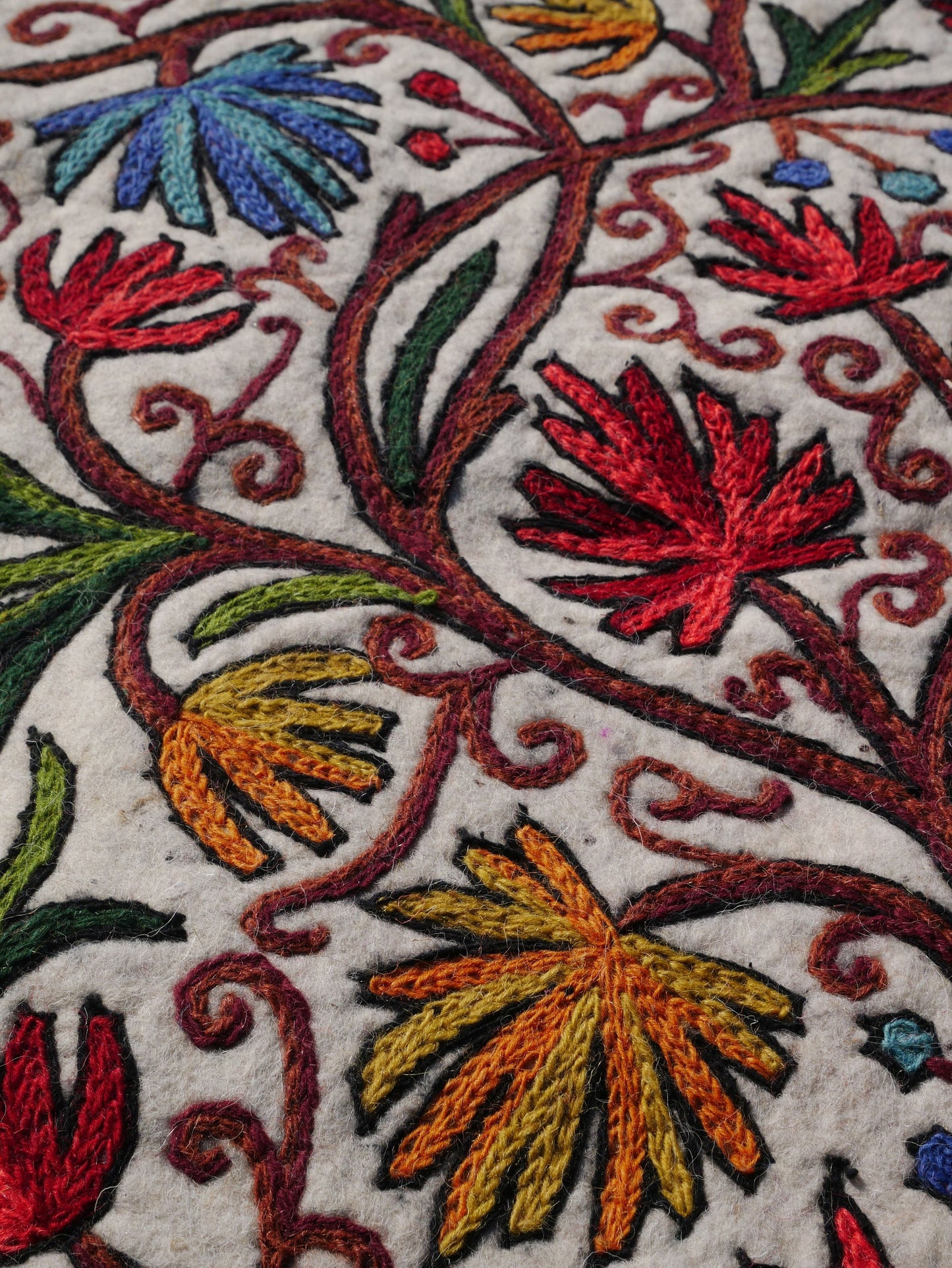 Floor runner - Kashmiri "Namda" wool felt rug 2x6 | bohemian decor - yoga rug mat