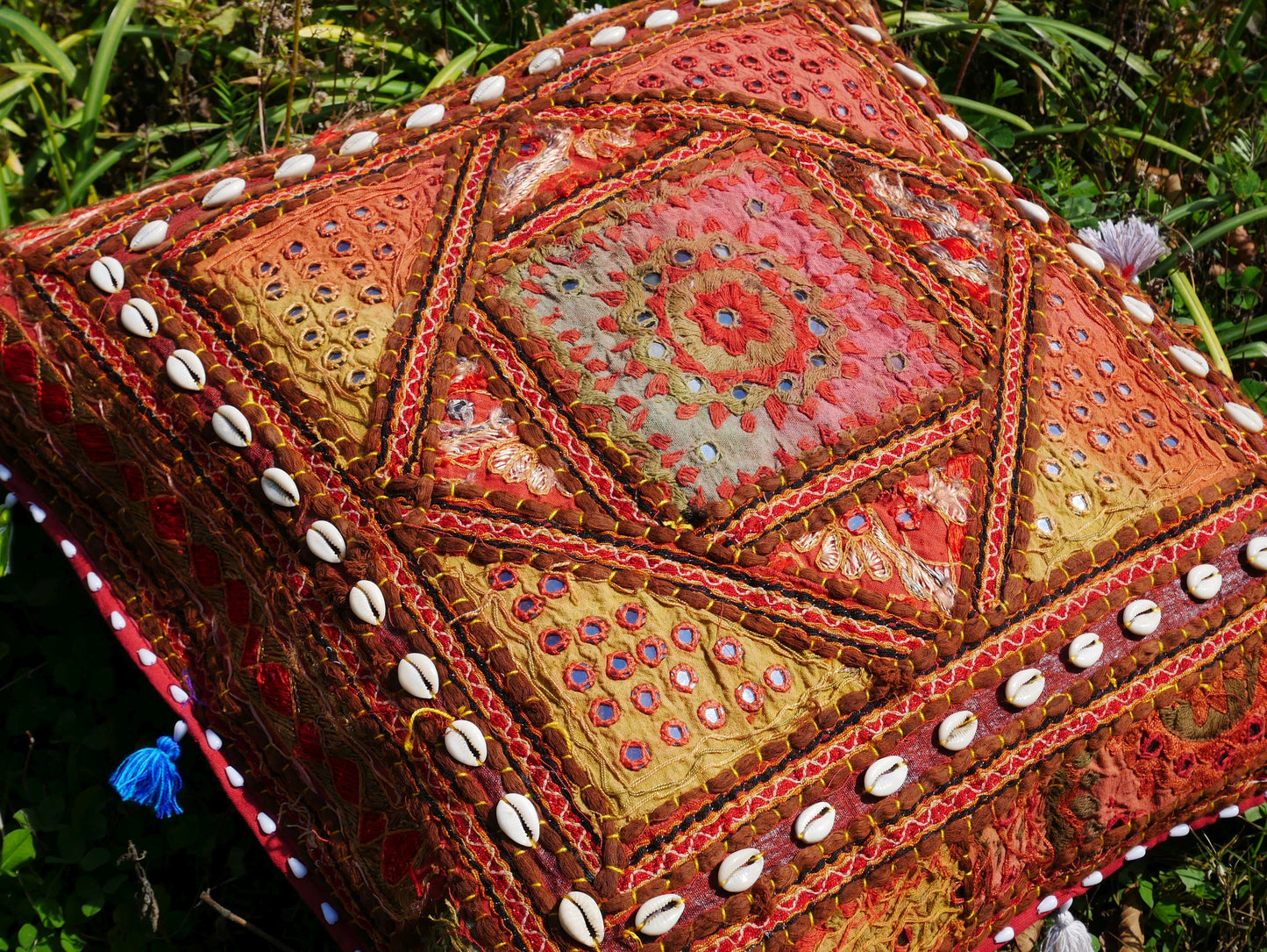 Square floor pillow - meditation cushion | "Bohemian Masala" decorative pillow | Indian pouf cushion | boho hippie decor | NO INLET