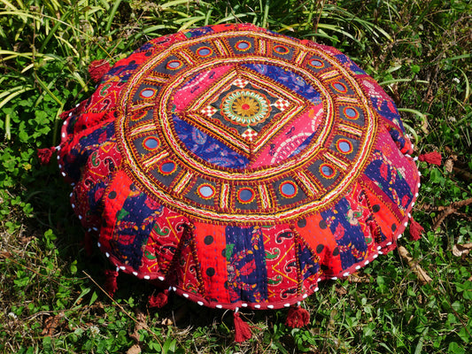 Round floor pillow cover - meditation cushion | Mandala cushion - Indian floor seating - floor pouf | bohemian hippie decor | COVER ONLY