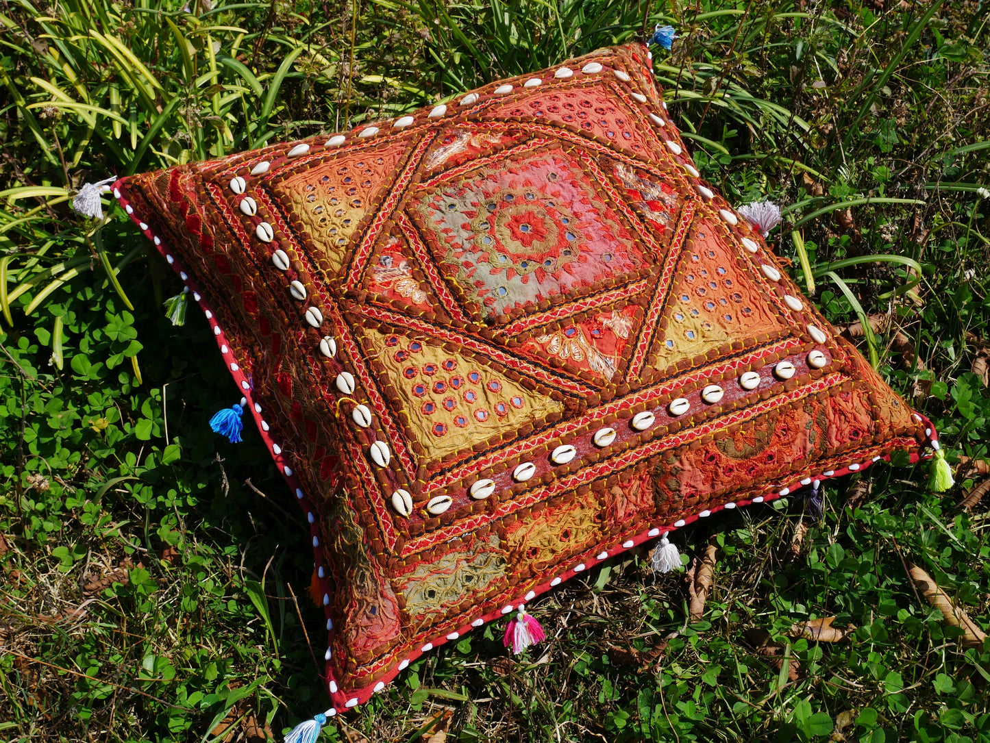 Square floor pillow - meditation cushion | "Bohemian Masala" decorative pillow | Indian pouf cushion | boho hippie decor | NO INLET