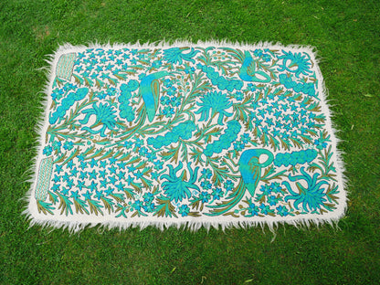 Indischer Wollteppich - Filzteppich "Mogulgarten" | traditioneller "Namda" aus Kaschmir - handgefilzter, bestickter 6x4 Boho-Teppich - farbenfroher Blumenteppich