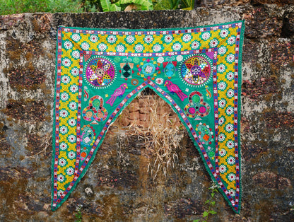 Ethnic tribal door valance - boho wall tapestry | authentic vintage door topper - hippie wall hanging | hand embroidered OAK bohemian style