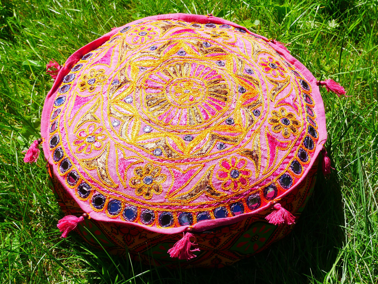 Round meditation cushion cover -boho floor cushion - bohemian decorative throw pillow COVER