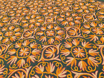 6*9 hand felted Kashmiri Namda - fully embroidered - soft bohemian bedroom rug